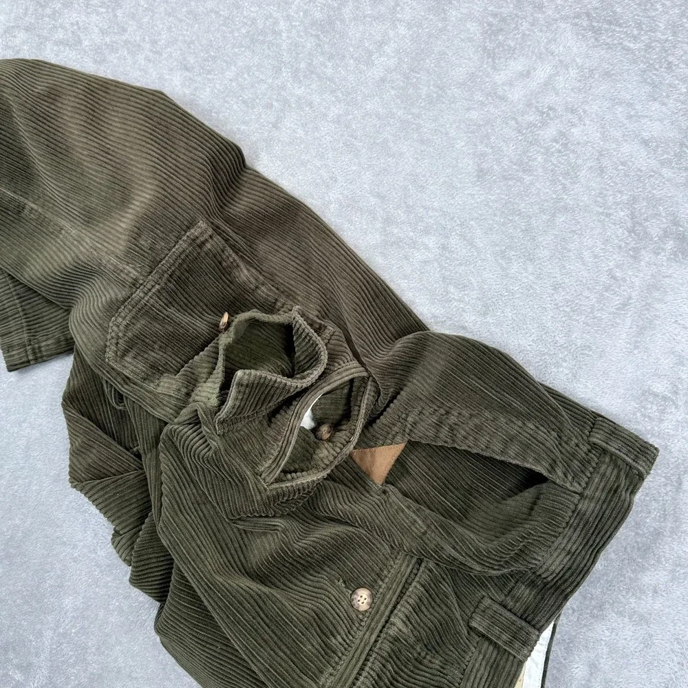 Cabelas Outfitter Series Corduroy Cargo Pants Mens 34x32 Wide-Whale‎ Dark Green